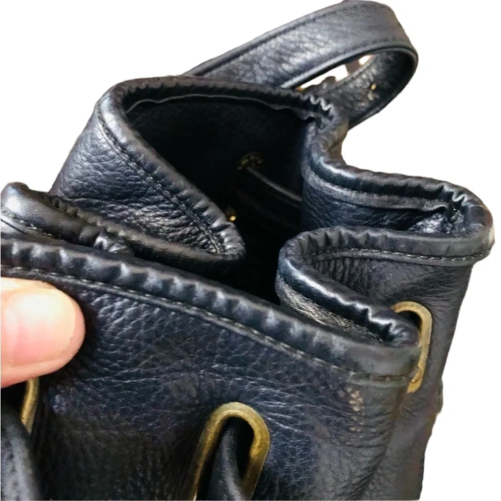 Timberland black genuine leather backpack / handbag brass hardware